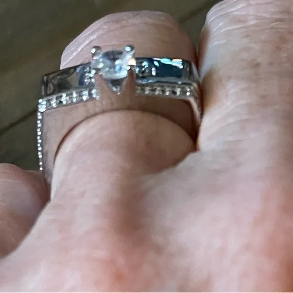 2 Piece Geometric, Square Cubic Zirconia Statement Badass Engagement Ring - Picture 8 of 8